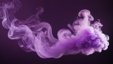 Purple smoke isolated on black background. Abstract background of vape clouds.の素材