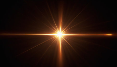 star with lens flare and bokeh effect made in 3d softwareの素材