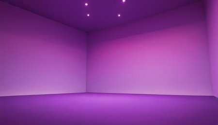 Purple room with pink wall and purple floor. 3d renderingの素材