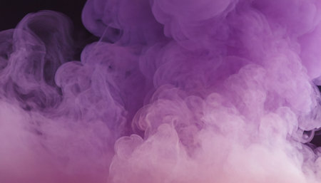 Cloud of pink and purple smoke isolated on black background. Background from the smoke of vapeの素材