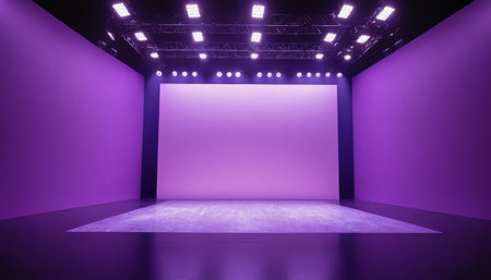 Purple stage background with spotlights and spotlights, 3d renderの素材