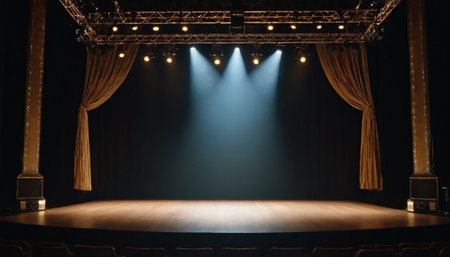 Stage with lighting and spotlights. 3d rendering. Stage lightの素材