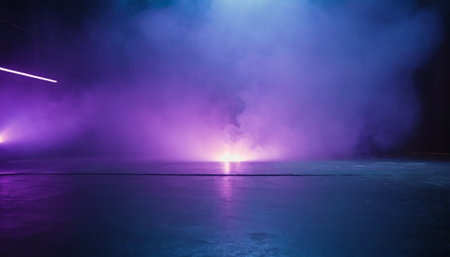 abstract scene of smoke on stage with spotlights and spotlightsの素材