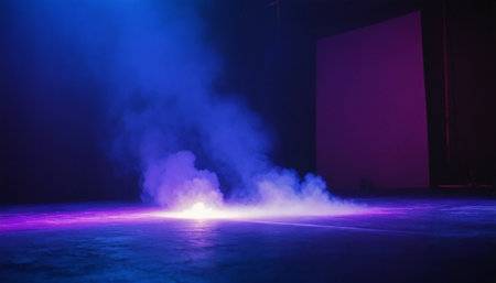 abstract scene of smoke and fire on stage, smoke on stage.の素材