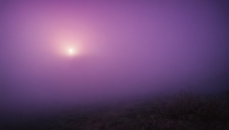 Foggy sunrise in the mountains. Panoramic view.の素材