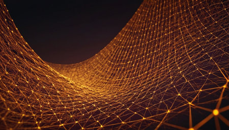 3d rendering of abstract technology background with connecting dots and lines.の素材