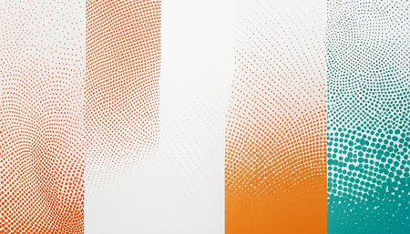 abstract halftone background in orange, blue and green colorsの素材