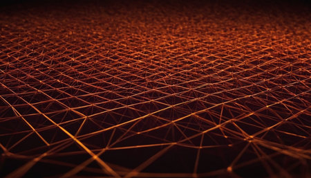 Abstract 3d rendering of low poly wireframe. Futuristic background with connecting dots and lines.の素材