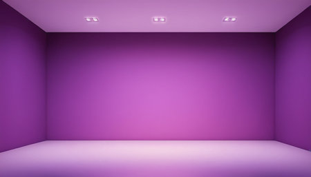 Empty purple room with spotlights, 3d rendering. Computer digital drawing.の素材