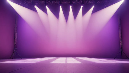 Stage Spotlight with Stage Lights. 3d Render. Abstract Stage Spotlight Background.の素材