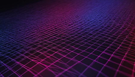 3d rendering of abstract background with wireframe grid. Futuristic technology style.の素材