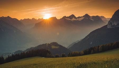 Sunset in the Swiss Alps. Landscape of the Alps.の素材