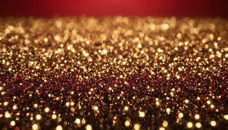 Golden glitter bokeh abstract background. Christmas and New Year concept.の素材