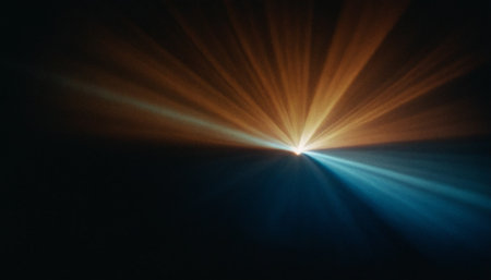Lens Flare Shot in Studio over Black Background. Easy to add as Overlay or Screen Filter over Photosの素材