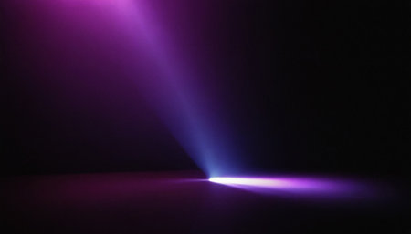 Purple Spotlights Scene on a Black Background. 3d Renderingの素材