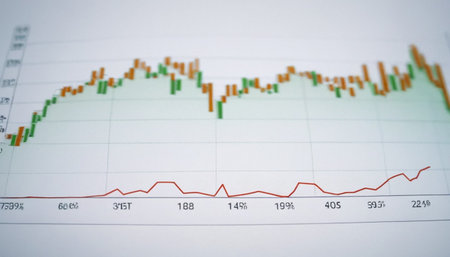 financial chart on the white background with soft focus and shallow depth of fieldの素材