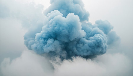 Smoke from the chimney of an abandoned building on a cloudy dayの素材