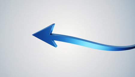 Blue arrow on a white background. 3d rendering, 3d illustration.の素材