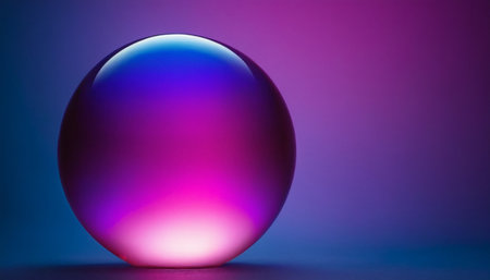 Glass ball on a purple background. Abstract background with space for text.の素材