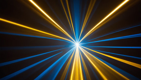 abstract rays of light with lens flare and bokeh effectの素材