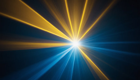 Abstract rays of light. Rays of light on a dark blue background.の素材