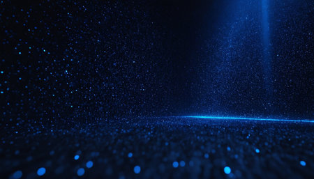 abstract blue background with particles and light rays. 3d renderingの素材