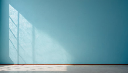 Empty room with blue wall and sunlight. 3d rendering. Mock upの素材