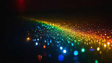 abstract background of multicolored lights with bokeh effectの素材