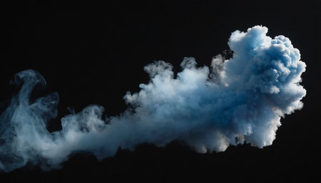 Cloud of smoke on a black background. The concept of air pollution.の素材