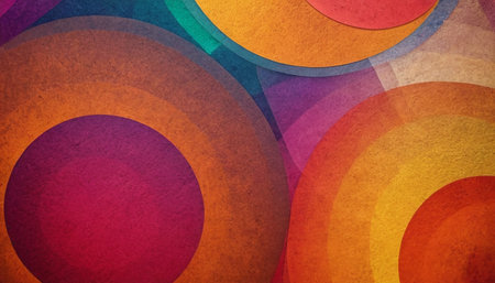 Abstract colorful circles on textured paper background. Eps 10 vector file.の素材
