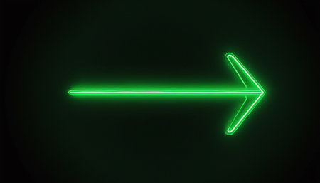 Neon arrow on a black background. Neon arrow. Vector illustration.の素材