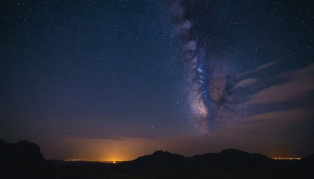Milky way and stars in the night sky. Long exposure photograph.の素材