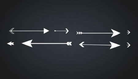 Illustration of a set of arrows on a black background with copy spaceの素材