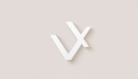White paper cut font letter V on white background, 3D renderingの素材