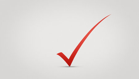 3d rendering of a red check mark isolated on a white backgroundの素材