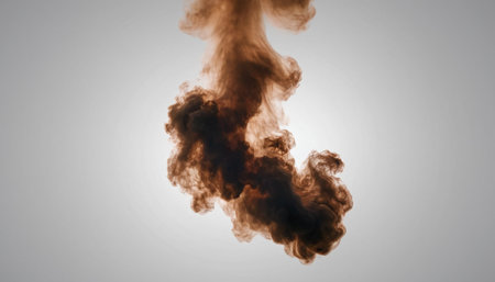 Brown smoke on white background. 3d rendering. Cloud of smoke.の素材