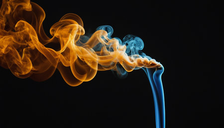 Smoke isolated on black background. Abstract background of colorful smoke.の素材