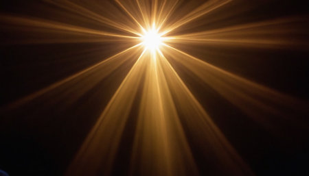 sun burst with lens flare. natural sun flare with rays and spotlightの素材