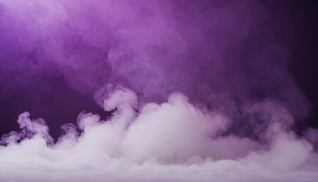 Purple and white cloud of smoke on a black background. 3d renderingの素材