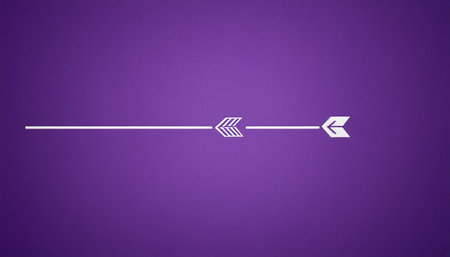 Arrow sign on a purple background with copy space for text.の素材