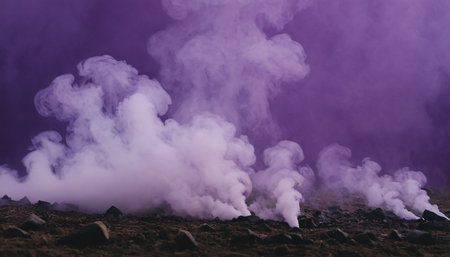 Smoke coming out of a crater in Hawaii Volcanoes National Parkの素材