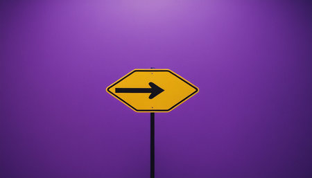 Traffic sign on a purple background with space for your text.の素材