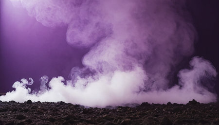 Volcanic eruption with smoke and steam. Selective focus.の素材