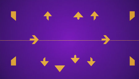 Illustration of purple and yellow arrows on a purple background with copy spaceの素材