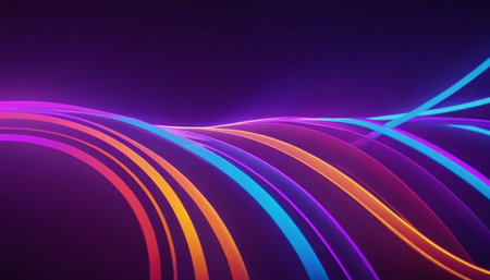 Abstract background, shiny glowing lines in the dark, futuristic techno designの素材