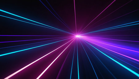 Futuristic laser beam on a dark background. 3d renderingの素材
