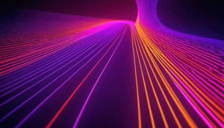 abstract background with neon lines and stripes. 3d render illustrationの素材