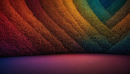 3d rendering of an empty room with a colorful wall and floorの素材