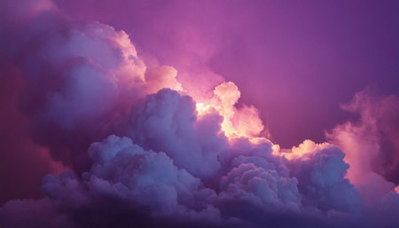 Dramatic purple sky with clouds at sunset. 3d renderingの素材
