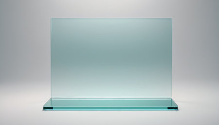 Glass showcase for exhibit on a grey background. 3d rendering.の素材